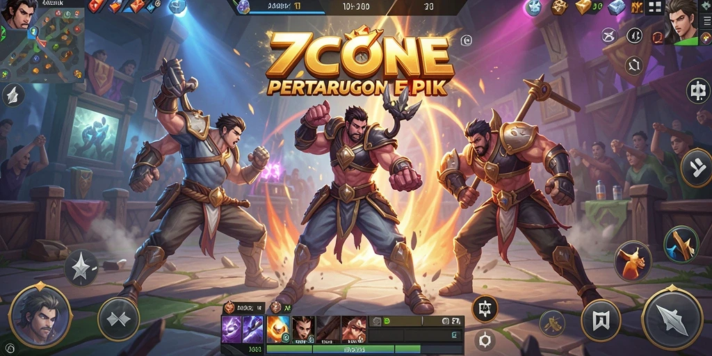 Tangkapan layar game MOBA 7CONE dengan aksi seru di arena.