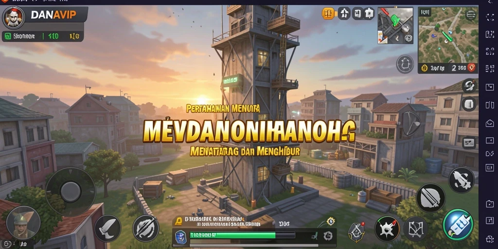 Gameplay seru DANAVIP dengan menara dan strategi Tower Defense.