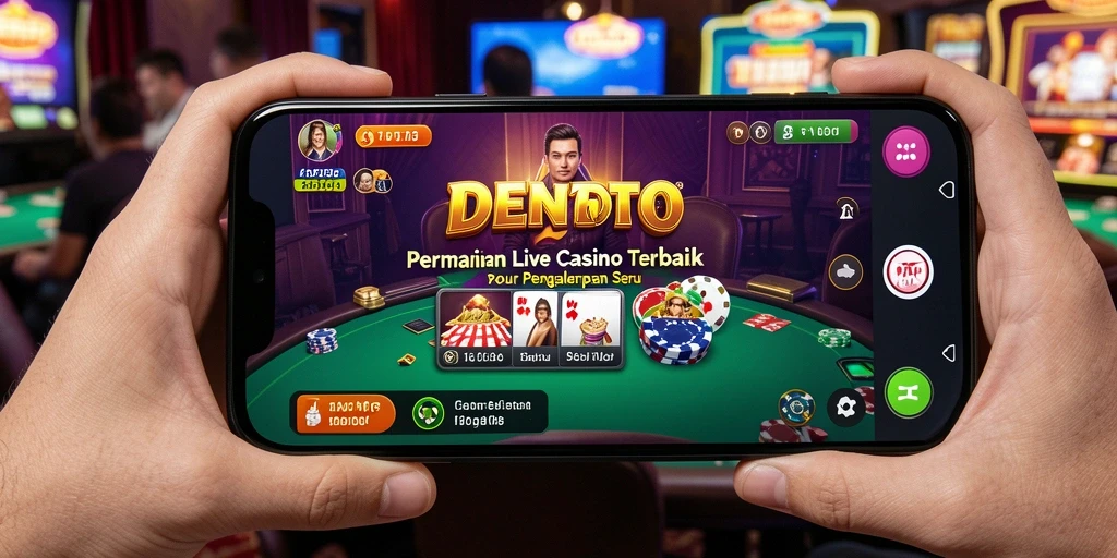 Screenshot DENTOTO menampilkan dealer langsung yang ramah dan gameplay menarik.