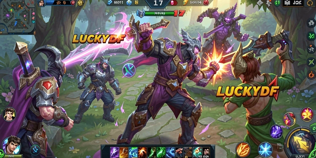 Screenshot LUCKYDF menampilkan aksi pertarungan karakter dengan grafis yang memukau.
