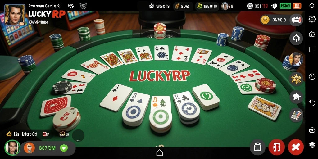 Tampilan LUCKYRP dengan gameplay seru Gaple yang menarik.
