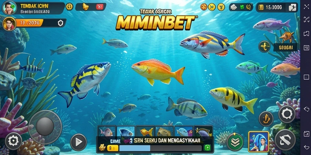 Tampilan gameplay MIMINBET yang seru saat menembak ikan.