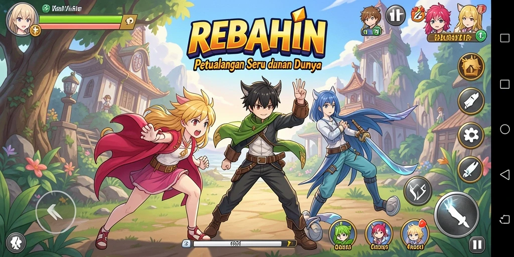Tampilan gameplay seru dan karakter menarik di REBAHIN.