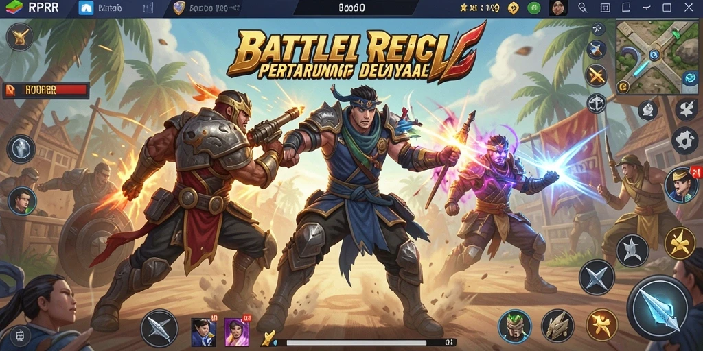 Tampilan intens pertempuran dalam game Battle Royale RPRR.
